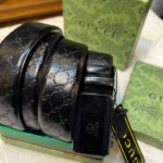Gucci Texture Automatic Buckle Belt-Black