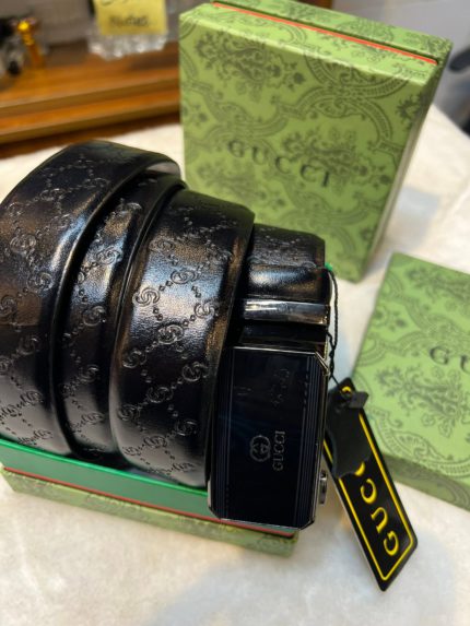 Gucci Texture Automatic Buckle Belt-Black