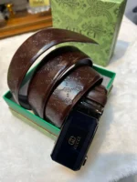 Gucci Texture Automatic Buckle Belt-Brown - Image 3
