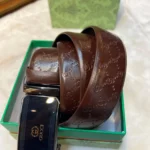 Gucci Texture Automatic Buckle Belt-Brown