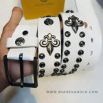 Premium Genuine Leather Repeat Belt White Ns17 - Image 3