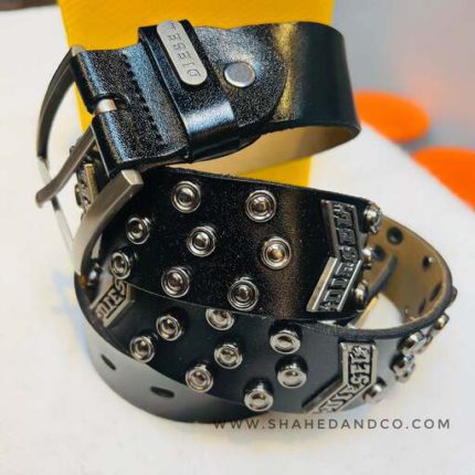Premium Genuine Leather Repeat Belt Diesel Black Ns12