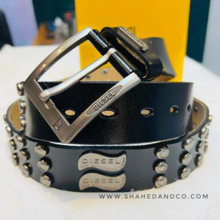 Premium Genuine Leather Repeat Belt Diesel Black Ns10