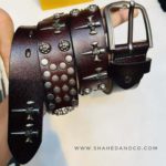 Premium Genuine Leather Repeat Belt Skull Dark Chocolate Ns18