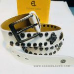 Premium Genuine Leather Repeat Belt White Ns17