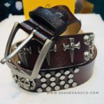 Premium Genuine Leather Repeat Belt Skull Dark Chocolate Ns18 - Image 2