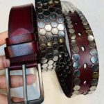 Exclusive Genuine Leather Repeat Belt Red Wine-njr-3