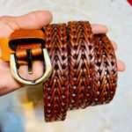 1 inch Braided Belt Brown-nh4