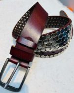 Exclusive Genuine Leather Repeat Belt Red Wine-njr-3 - Image 3